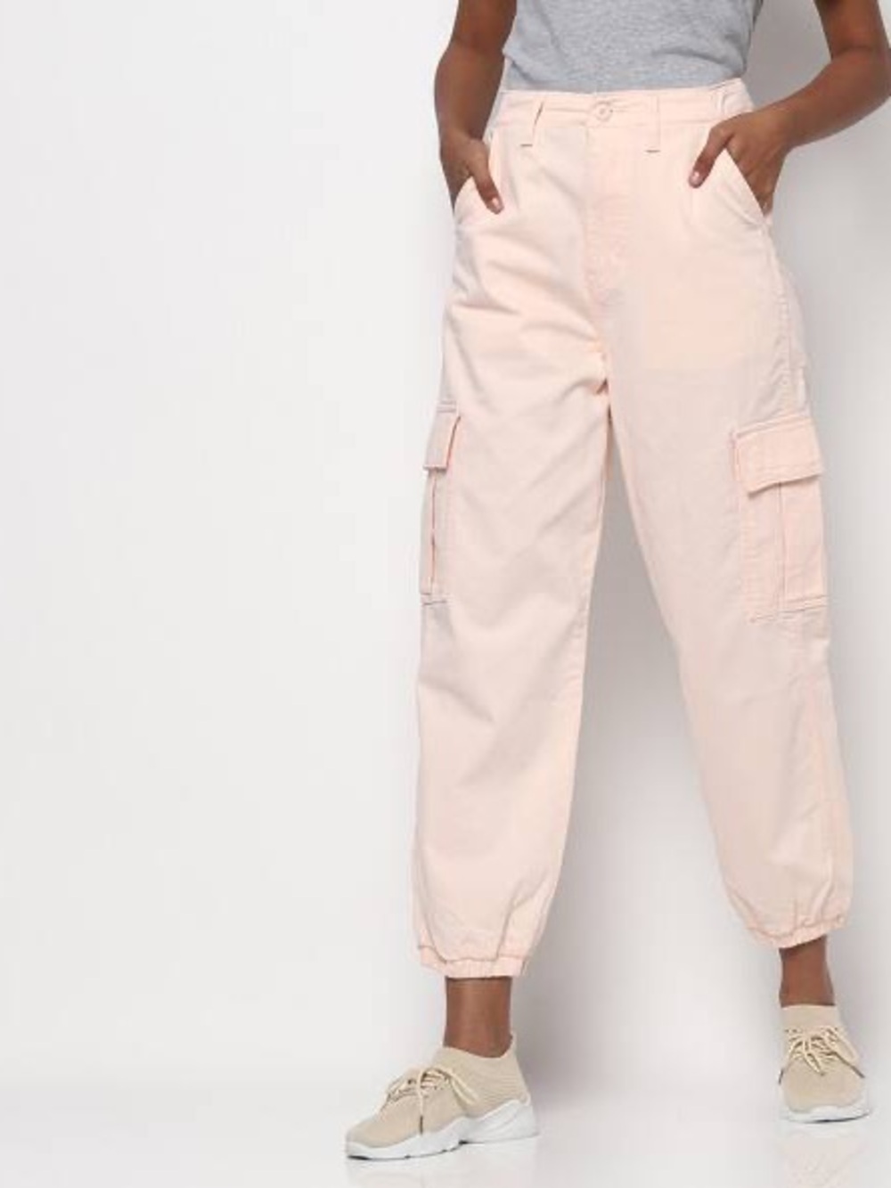 Levi's High Rise Elasticized Ankle Twill Peachy Pink Cargo Pants